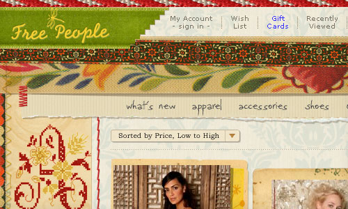 Free People website graphic showing style